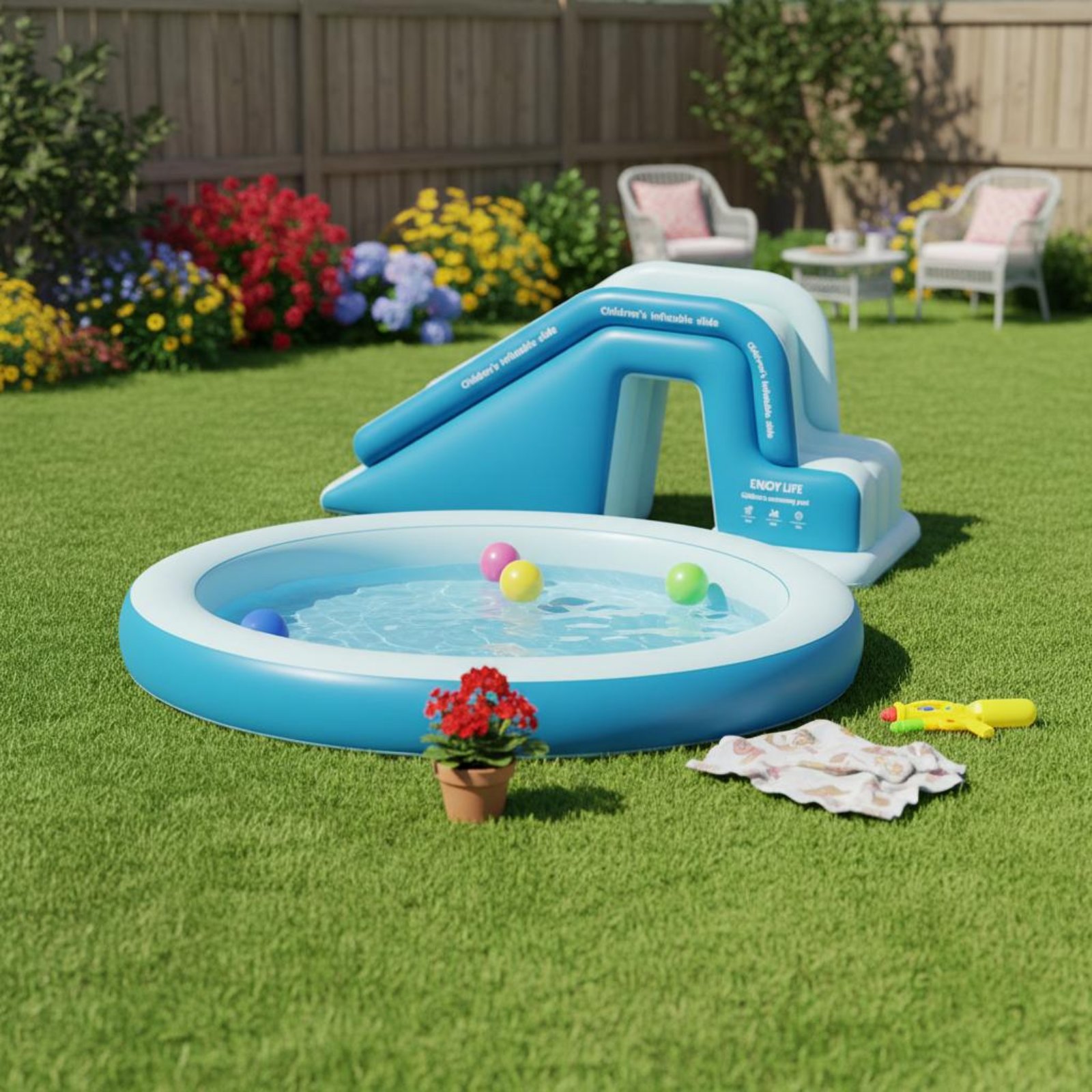 Надувная горка для бассейна, с – обзор и цена Kids Outdoor Water Toys