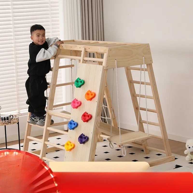 Деревянный игровой комплекс JM – обзор и цена Kids Outdoor Jungle Gym With Slide